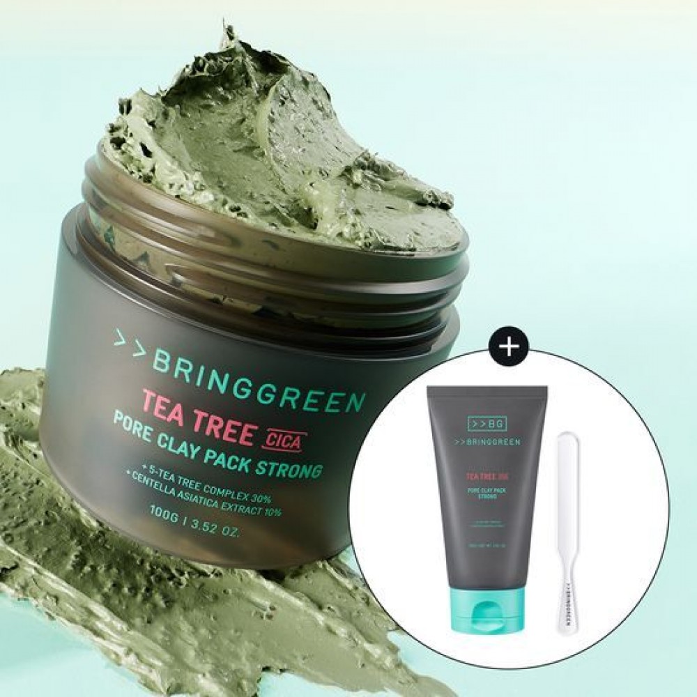 OY韓國預訂優惠 Bring Green Tea Tree Cica Pore Clay Pack Strong 茶樹抗痘深層清潔面膜 100g*2 OY韓國預訂優惠 Bring Green Tea Tree Cica Pore Clay Pack Strong 茶樹抗痘深層清潔面膜 100g*2